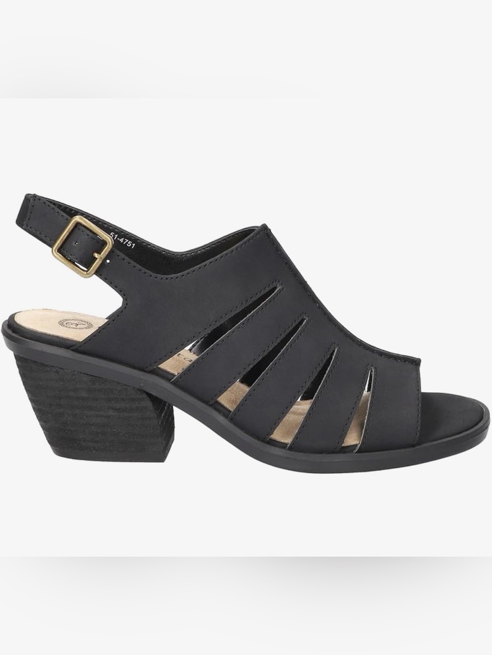 S08 Bella Vita Black Rhodes Cutout Slingback Block Heel Sandals Size 7.5W NWT